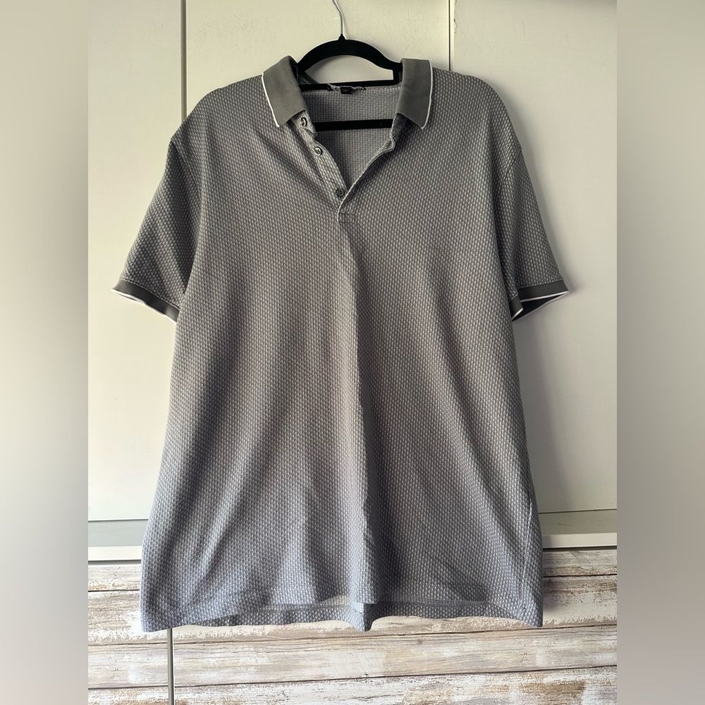 👕 Express Gray Polo Shirt XL Textured Short Sleeve Casual